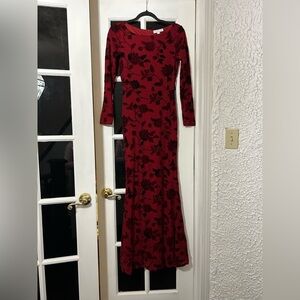 Ivy City Co Red Floral Long Sleeve Dress